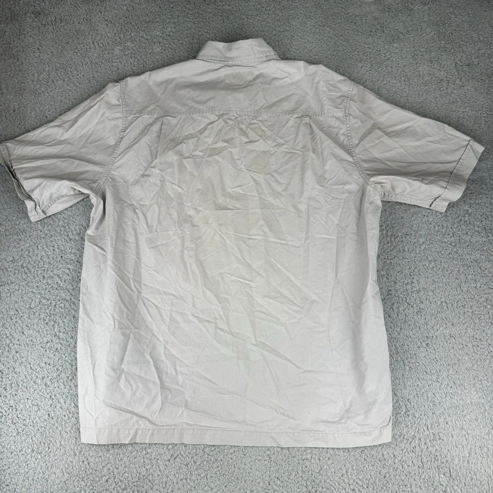 Timberland Shirt Men's Size Large Khaki Button-Up Long Sleeve Pockets Rugged Fit